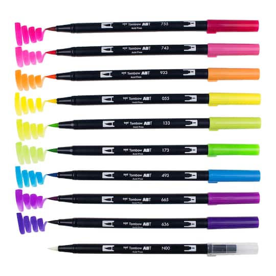 9 Packs: 10 ct. (90 total) Tombow Bright Dual Brush Pen Set